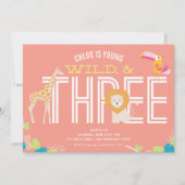 ヤング・ワイルド・スリーガール誕生日招待状 招待状 (正面)