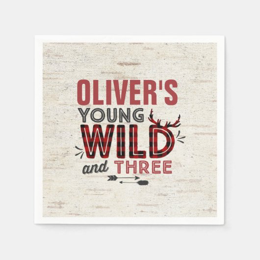 ヤング・ワイルド&スリーズパーティーナプキンランバージャ素朴ック スタンダードカクテルナプキン (正面)