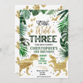 ヤング・ワイルド&スリー恐竜誕生日 招待状 (正面/裏面)