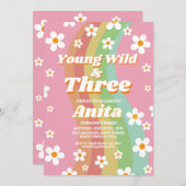 ヤング ワイルド スリー グルービー 3rd ピンク ガールズ レトロ 1970年代 招待状 (正面/裏面)