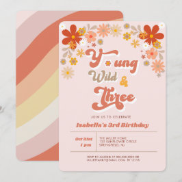 ヤング ワイルド & スリー レトロ 3歳の誕生日 招待状