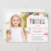 ヤング ワイルド スリー, 女の子の3歳の誕生日パーティーの写真 招待状 (正面)