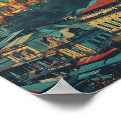 ヤンゴンミャンマーヴィンテージアートトラベルイラストレーション ポスター (角)