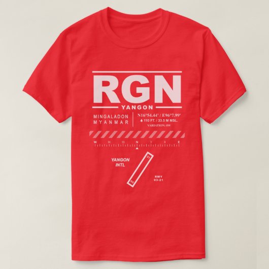 ヤンゴン国際的空港RGN Tシャツ (デザイン正面)