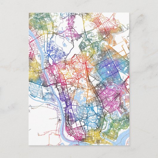 ヤンゴン ミャンマー 都市地図 ポストカード (正面)