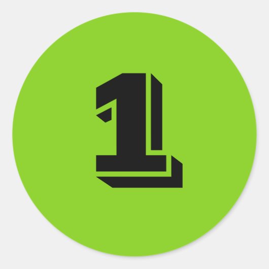 ヤンツによる小さな丸い緑のナンバーステッカー1名 ラウンドシール (正面)