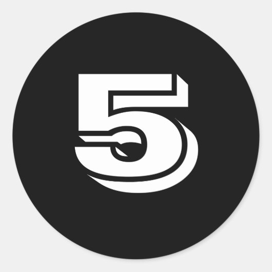 ヤンツによる5つの小さな丸い黒の数ステッカー ラウンドシール (正面)