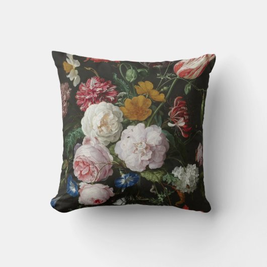 ヤン・ダビズ。De Heem – 花を持つ静物詩 クッション (正面)