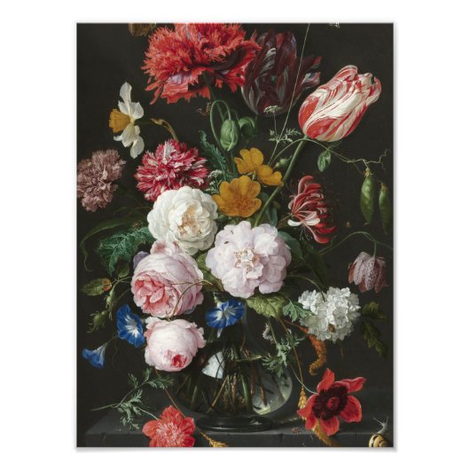 ヤン・ダビズ。De Heem – 花を持つ静物詩 フォトプリント (正面)