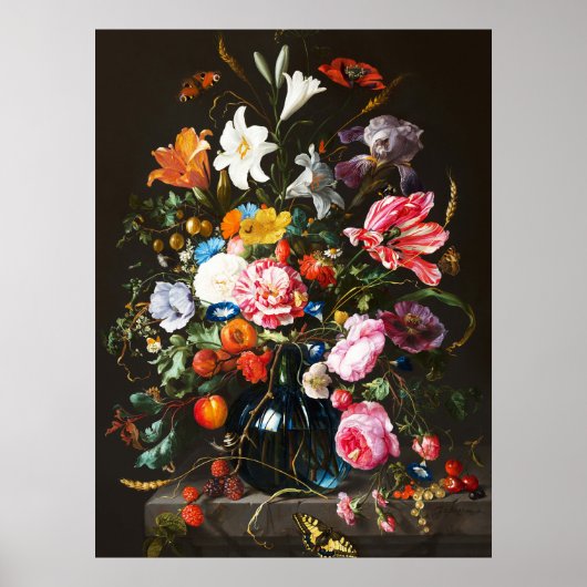 ヤン・ダーフィッセン・デ・ヘーム「花瓶の花」1670年 ポスター (正面)