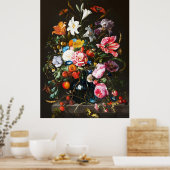 ヤン・ダーフィッセン・デ・ヘーム「花瓶の花」1670年 ポスター (キッチン)