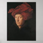 ヤン・ヴァン・アイクポートレートの赤いターバンの男 ポスター (正面)