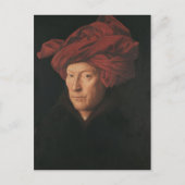 ヤン・ヴァン・アイクポートレートの赤いターバンの男 ポストカード (正面)