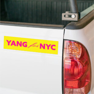 ヤンNYCニューヨーク市長選黄色 バンパーステッカー