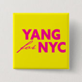 ヤンNYCニューヨーク市長選黄色 缶バッジ (正面)