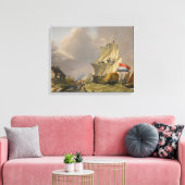 ヤンVan Os – 海岸沖の嵐の中で出荷 キャンバスプリント (インサイチュ (リビング))