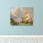 ヤンVan Os – 海岸沖の嵐の中で出荷 キャンバスプリント (インサイチュ (ウッドフロア))