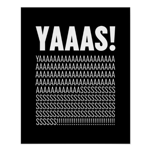 ヤーズホワイトタイポグラフィカスタム背景色 ポスター (正面)