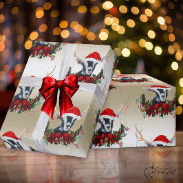 ヤートクリスマスキュートアルパインベビーヤギ〔雄ジカの〕枝角 ラッピングペーパー