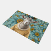 ヤートファームハウススタイルティール(緑がかった色)とイエロードormat ドアマット (アングル)