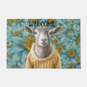 ヤートファームハウススタイルティール(緑がかった色)とイエロードormat ドアマット (正面)