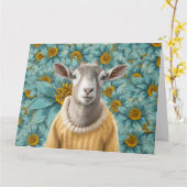 ヤートファームハウススタイルティール（緑がかった色）アンドイエローカード カード (黄色い花)