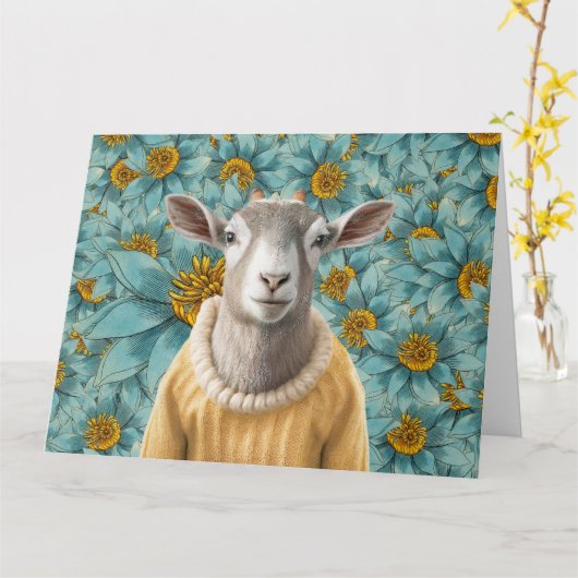 ヤートファームハウススタイルティール（緑がかった色）アンドイエローカード カード (黄色い花)