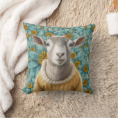 ヤートファームハウススタイルティール(緑がかった色)アンドイエローピロー クッション (ブランケット)