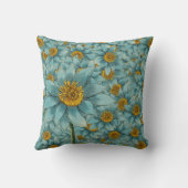 ヤートファームハウススタイルティール(緑がかった色)アンドイエローピロー クッション (裏面)