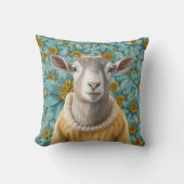 ヤートファームハウススタイルティール(緑がかった色)アンドイエローピロー クッション (正面)