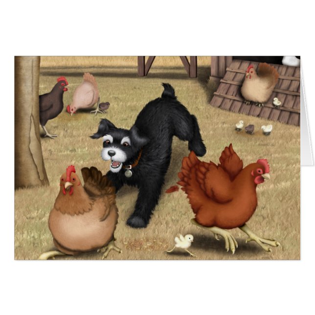 ヤードの鶏を追跡しているトト (正面横)