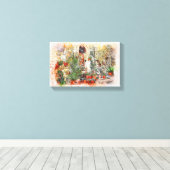 ヤードガーデンフラワードア窓ポット石 キャンバスプリント (インサイチュ (ウッドフロア))