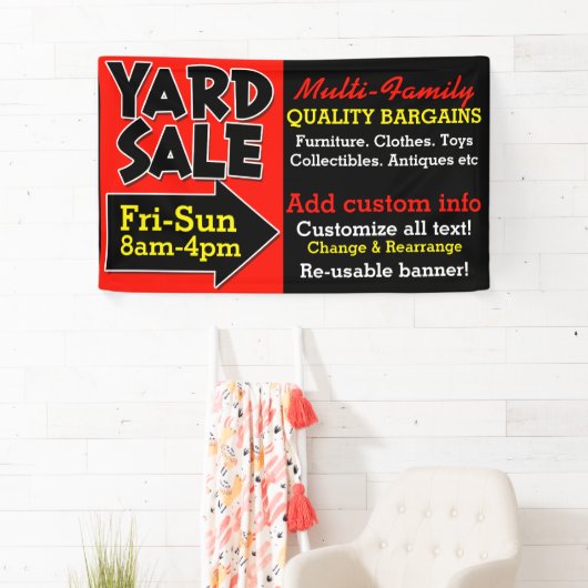ヤードセールのガレージセールの再使用可能な広告 横断幕 (インサイチュ)