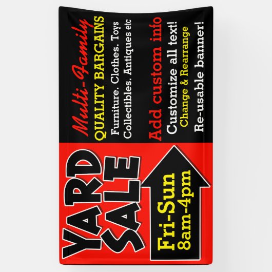 ヤードセールのガレージセールの再使用可能な広告 横断幕 (縦)