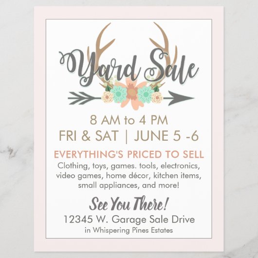 ヤードセールフライヤーテンプレート – ライト チラシ (正面)