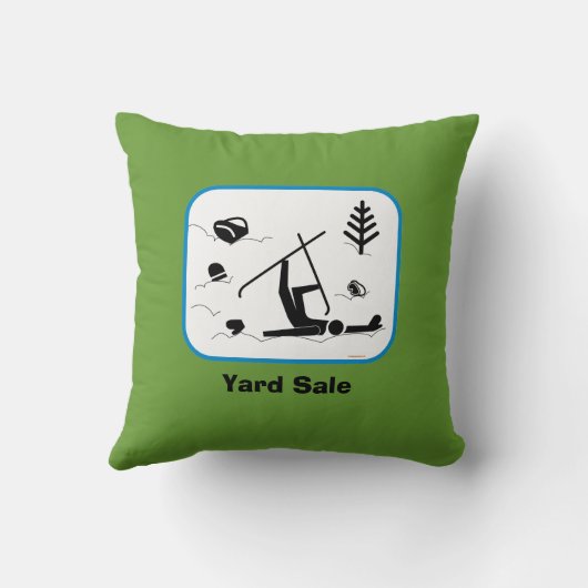 ヤードセール-おもしろいなスキーは文字とデザインを一掃します クッション (裏面)