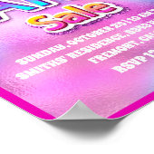 ヤードセール ピンク グリッター パステル ホログラフィック ピンキー ポスター (角)