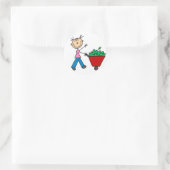 ヤードワークステッカーをやる女の子 ラウンドシール (バッグ)