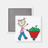 ヤードワーク磁石をする少女 マグネット (正面/裏面)