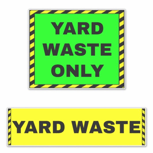 ヤード廃棄物のみ（ごみ箱）黄色の緑 シール (正面)