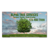 ヤード芝気に造園ツリーのトリミング業務 マグネット名刺 (正面)