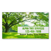 ヤード芝気に造園ツリーのトリミング業務 マグネット名刺 (正面)
