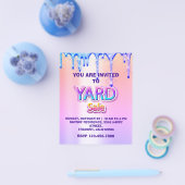 ヤード販売ガレージ販売ホログラフィックピンクブルードリップ チラシ (シングル)