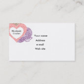 ヤーンおよびハート形のロゴの名刺をかぎ針で編んで下さい 名刺 (裏面)