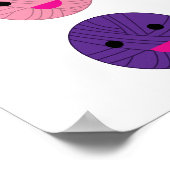 ヤーンかわいいピンクパープルティール(緑がかった色) ポスター (角)