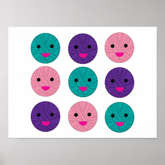 ヤーンかわいいピンクパープルティール(緑がかった色) ポスター (正面)