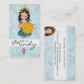 ヤーンのかわいいバレリーナの女の子の編み物針の球 名刺 (正面/裏面)