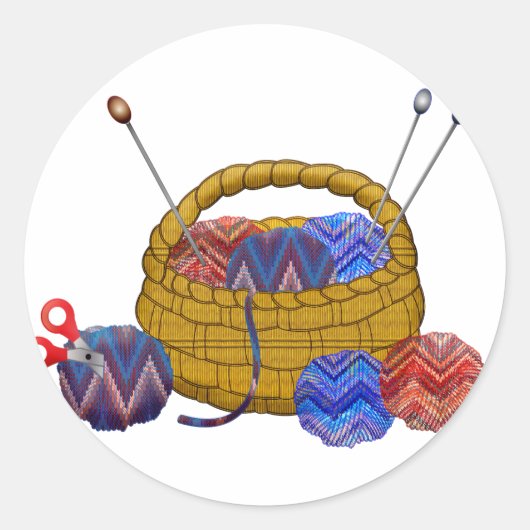 ヤーンのバスケット編み物針編みクラフト ラウンドシール (正面)