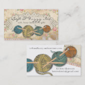 ヤーンのヴィンテージの手描きの編み物針の球 名刺 (正面/裏面)