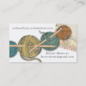 ヤーンのヴィンテージの手描きの編み物針の球 名刺 (裏面)